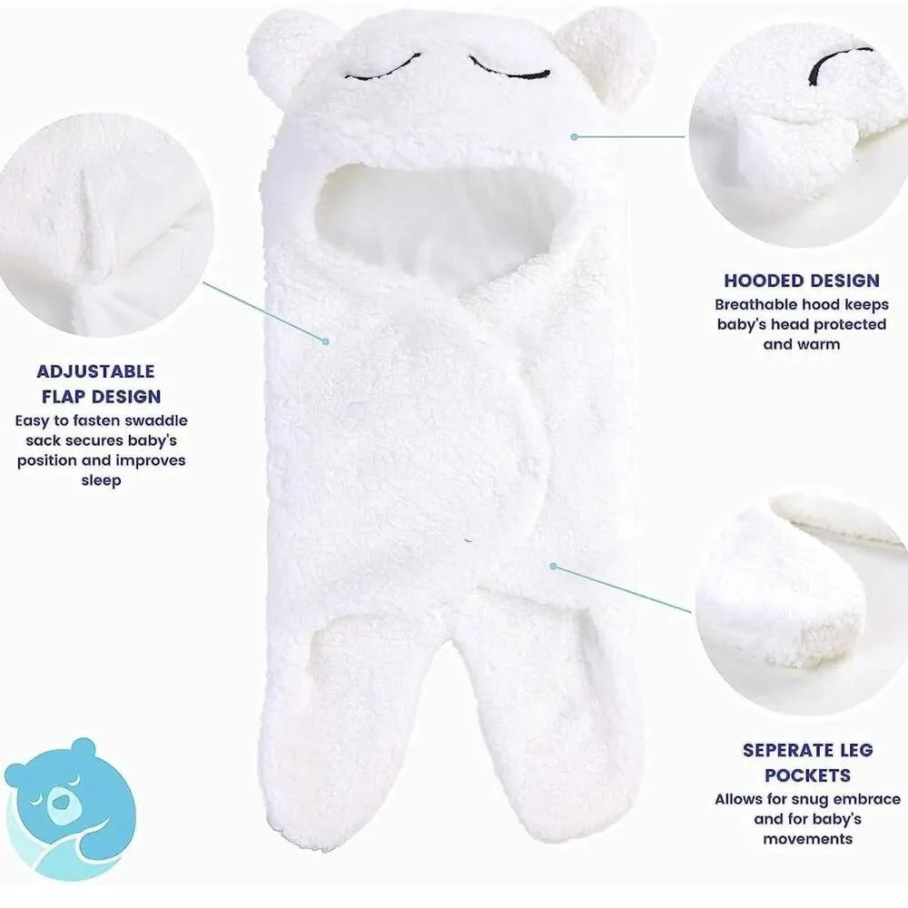 Snuggle Bear Baby Swaddle Blanket Wrap Cute Newborn Bear Onesie Ultra Soft NEW